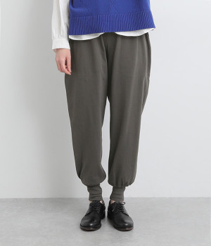 天竺裾リブイージーパンツ(チャコール-ONESIZE)