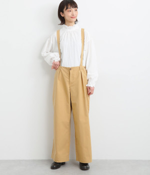 コットンナイロンバイオサスペンダーパンツ(ベージュ-ONESIZE)