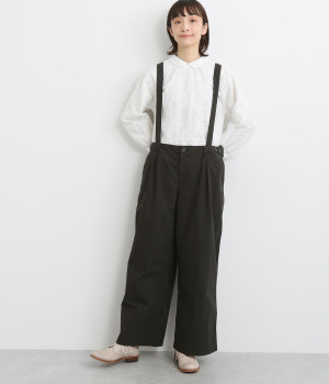 コットンナイロンバイオサスペンダーパンツ(ブラック-ONESIZE)
