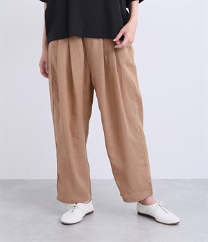 リネンタックギャザーパンツ(ピンクベージュ-ONESIZE)