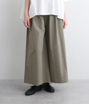 コットンギャザーフレアパンツ(グレージュ-ONESIZE)