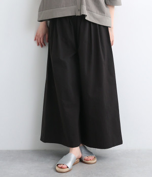 コットンギャザーフレアパンツ(ブラック-ONESIZE)