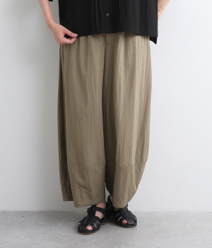 レーヨンナイロンツイルバルーンパンツ(グレージュ-ONESIZE)