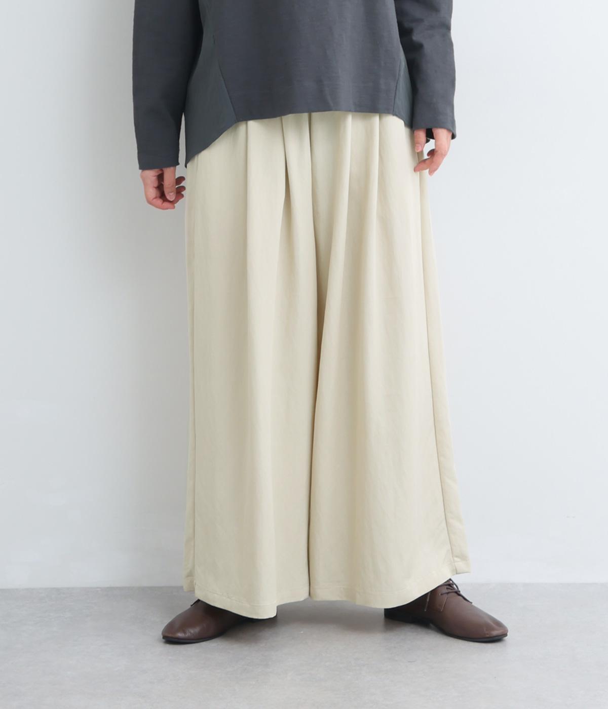 レーヨンナイロンツイルワイドパンツ(ライトベージュ-F)