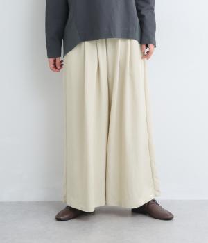 レーヨンナイロンツイルワイドパンツ(ライトベージュ-F)