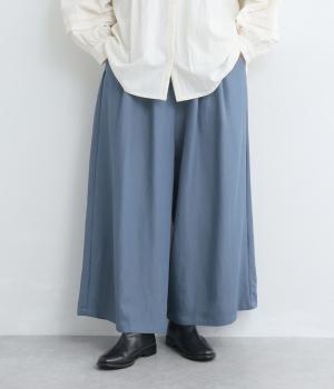 レーヨンナイロンツイルワイドパンツ(スモーキーブルー-F)
