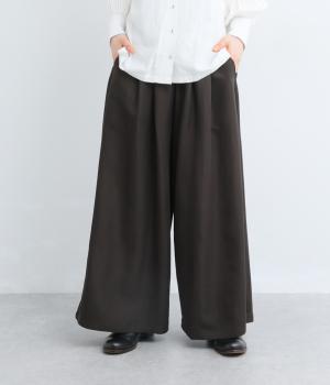 レーヨンナイロンツイルワイドパンツ(ダークチャコール-F)