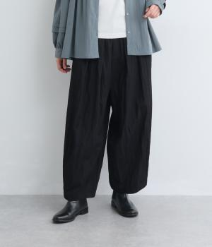 レーヨンナイロンタックワイドパンツ(ブラック-F)