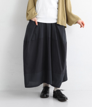 コットン天竺布帛切替スカート(ダークネイビー-ONESIZE)