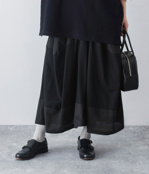 コットン天竺布帛切替スカート(ブラック-ONESIZE)