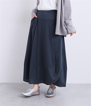 布帛切替アシメスカート(ネイビー-ONESIZE)