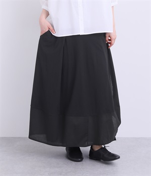布帛切替アシメスカート(ブラック-ONESIZE)