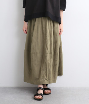 レーヨンナイロンツイルコクーンギャザースカート(グレージュ-ONESIZE)