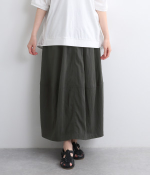 レーヨンナイロンツイルコクーンギャザースカート(チャコール-ONESIZE)