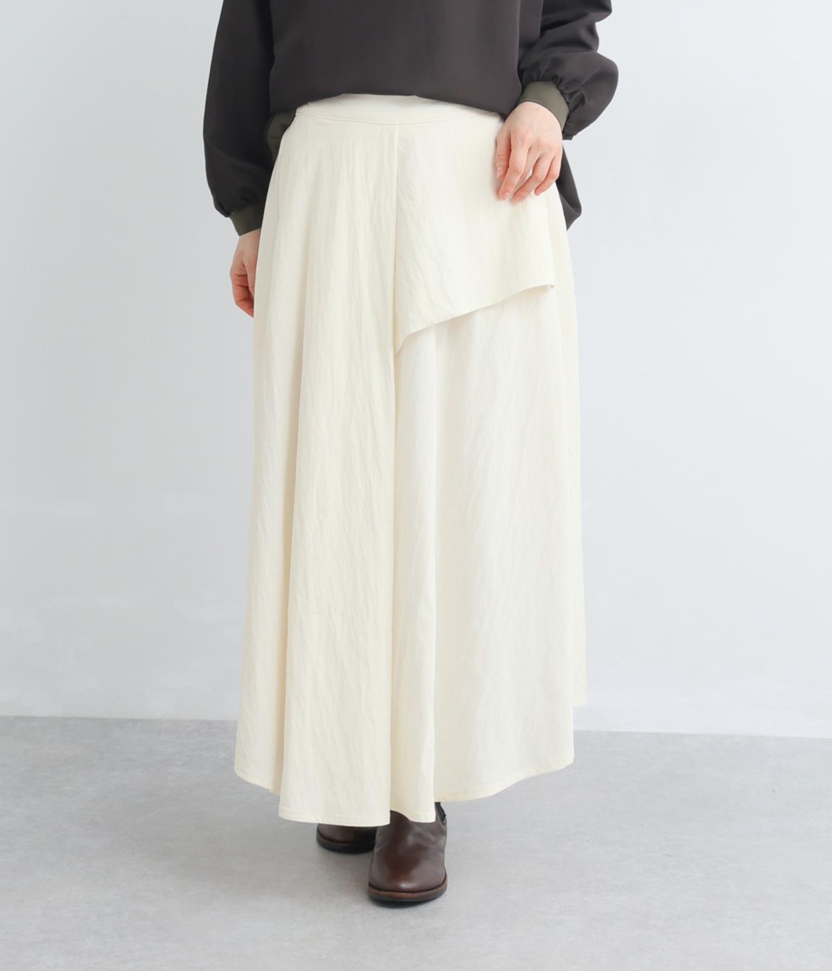 ウォッシュ加工変形切替フレアスカート(オフホワイト-F)