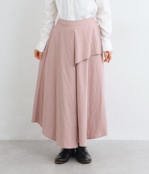ウォッシュ加工変形切替フレアスカート(スモーキーピンク-F)
