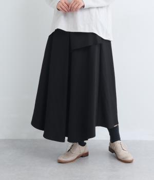 ウォッシュ加工変形切替フレアスカート(ブラック-F)