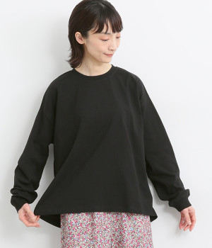 天竺裾リブ背面裾タックプルオーバー(ブラック-ONESIZE)