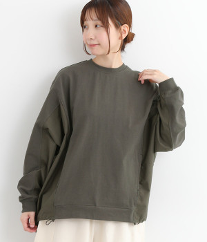 天竺コットンツイル切替ボリューム袖プルオーバー(チャコール-ONESIZE)