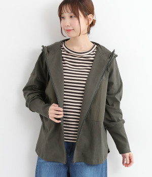 天竺コットンツイル胸ポケットパーカー(チャコール-ONESIZE)