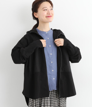 天竺コットンツイル胸ポケットパーカー(ブラック-ONESIZE)