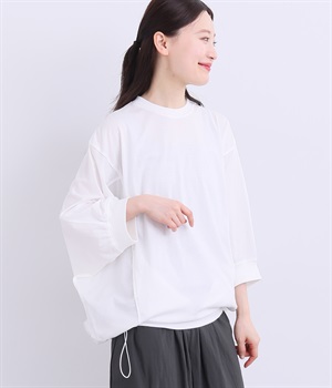 布帛切替裾絞りプルオーバー(オフホワイト-ONESIZE)