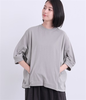 布帛切替裾絞りプルオーバー(グレー-ONESIZE)