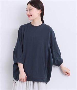 布帛切替裾絞りプルオーバー(ネイビー-ONESIZE)