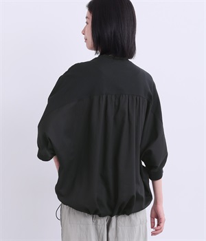 布帛切替裾絞りプルオーバー(ブラック-ONESIZE)