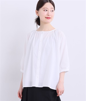 コットンボイルギャザードルマンシャツ(オフホワイト-ONESIZE)