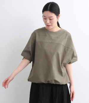 コットン裾絞り切替Ｔシャツ(グレージュ-ONESIZE)