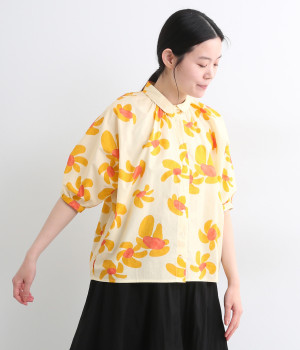 フラワープリントギャザードルマンブラウス(オートミール-ONESIZE)