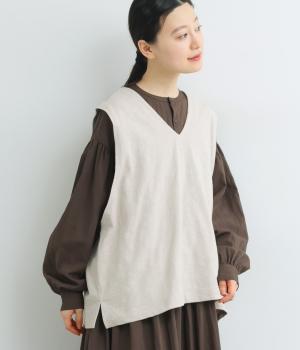 スラブ度詰め天竺ゆったりワイドベスト