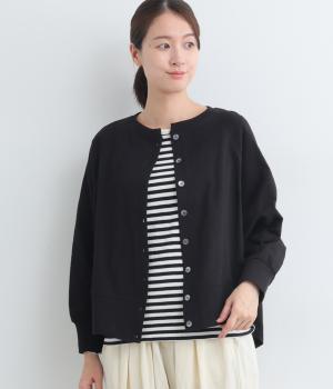 スラブ度詰め天竺ドルマンカーディガン(ブラック-F)