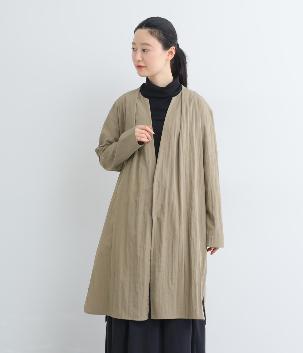 ウォッシュ加工Vネック後ろギャザーロングカーディガン｜corail