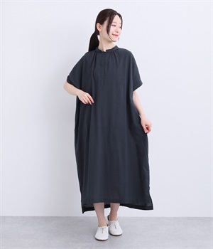 コットンボイルボックスワンピース(ネイビー-ONESIZE)