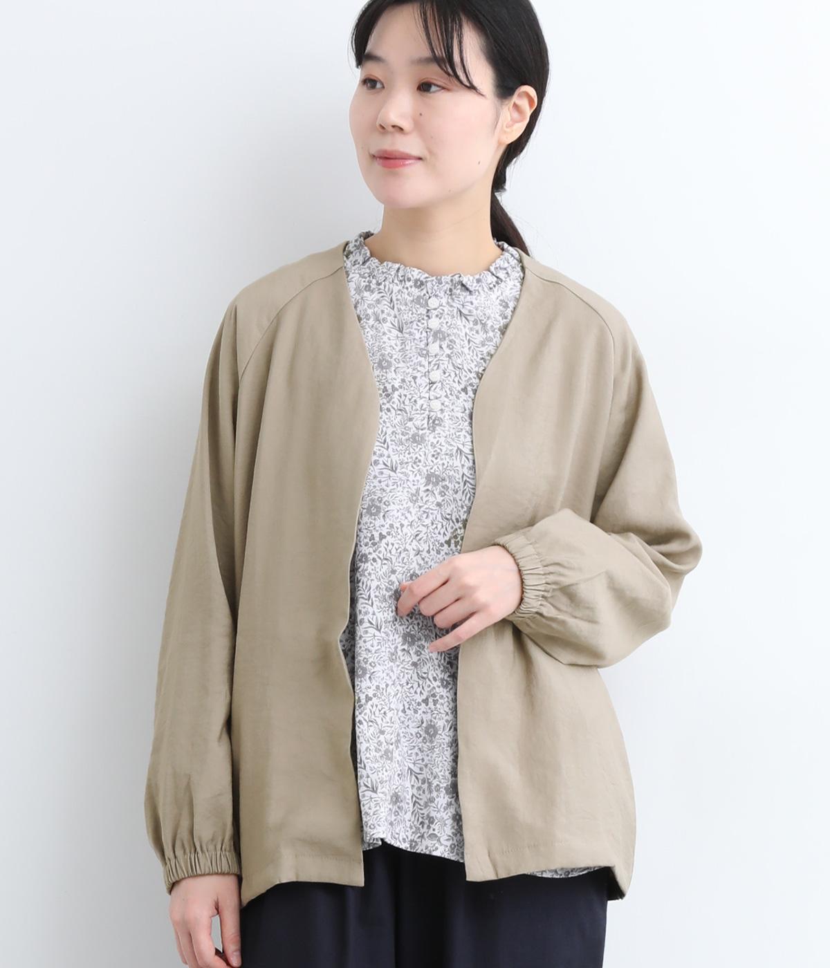 ポリレーヨンナイロン袖ゴムジャケット(グレーベージュ-ONESIZE)