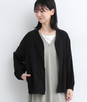 ポリレーヨンナイロン袖ゴムジャケット(ブラック-ONESIZE)