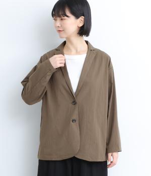 コットンナイロンテーラードジャケット(ダークブラウン-F)