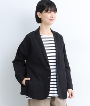 コットンナイロンテーラードジャケット(ブラック-F)