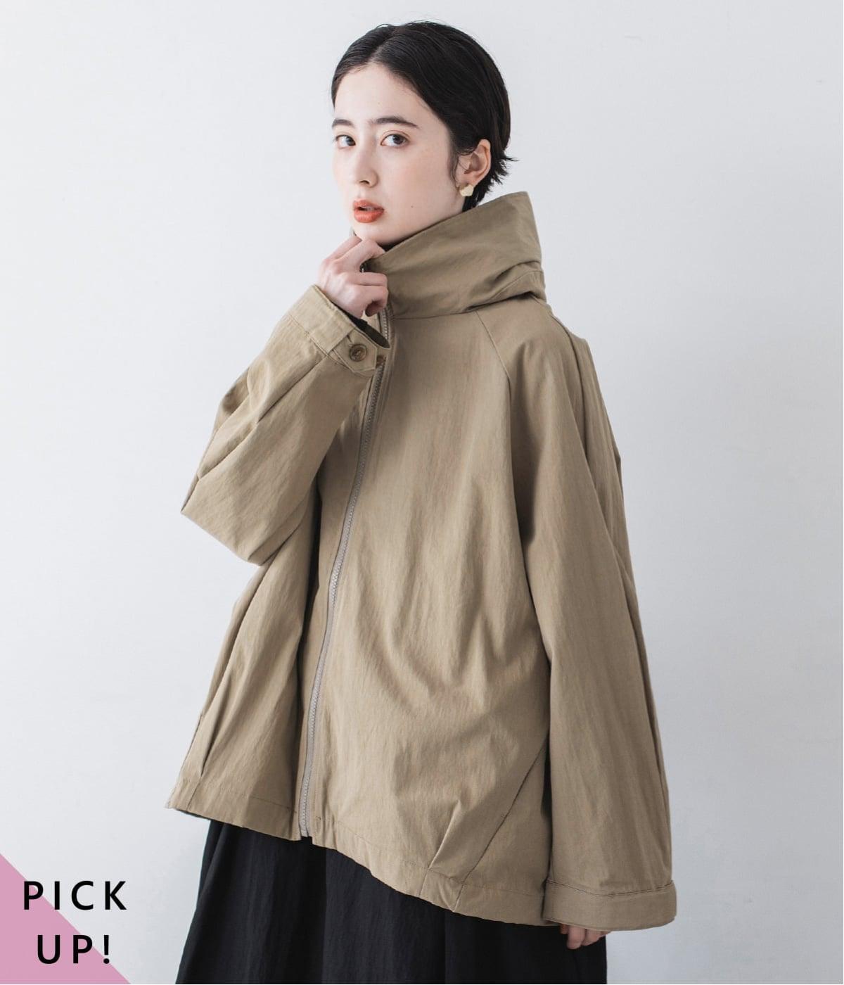 コットンナイロンフードジップブルゾン