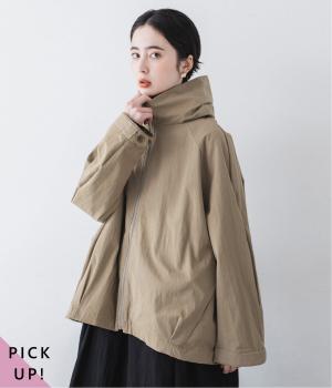 コットンナイロンフードジップブルゾン