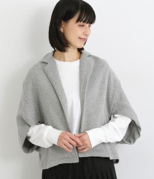 スラブメランジ裏毛ドルマンテーラードジャケット(トップグレイ-F)