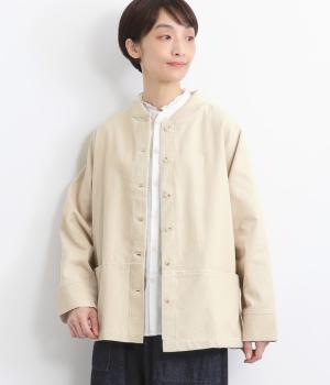 コーデュロイ襟リブ切替ブルゾン(ライトベージュ-F)