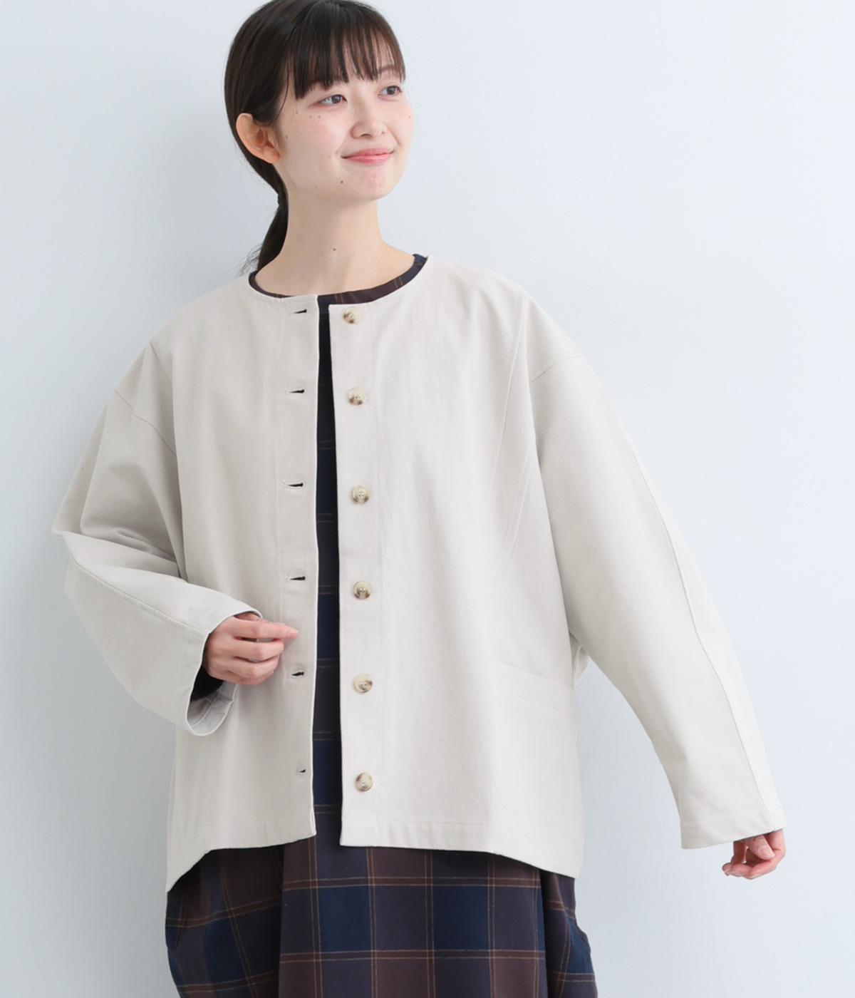 コットンピーチ起毛加工ジャケット(ライトベージュ-F)