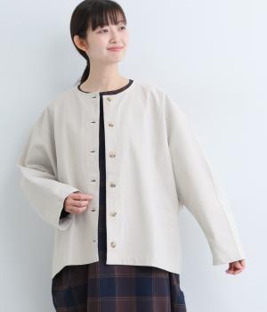 コットンピーチ起毛加工ジャケット(ライトベージュ-F)