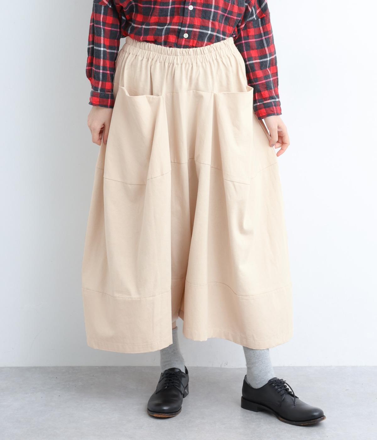 ベビーオンスコットン布帛切替ワイドパンツ(ライトベージュ-F)