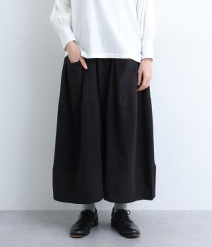 ベビーオンスコットン布帛切替ワイドパンツ(ブラック-F)