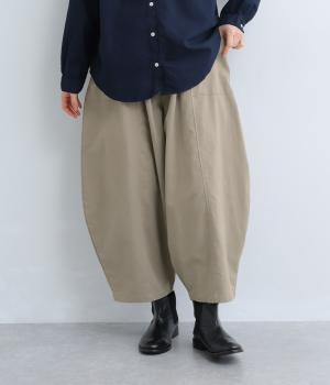 コットンツイルピーチ起毛ワイドパンツ(グレーベージュ-F)