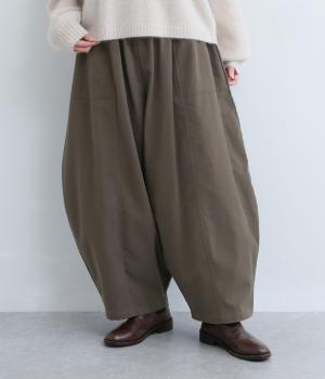 コットンツイルピーチ起毛ワイドパンツ(ダークブラウン-F)